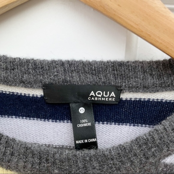 AQUA Cashmere Striped Cashmere Sweater - Picture 6 of 6